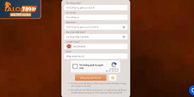 Nhập thông tin cá nhân chuẩn khi tạo account